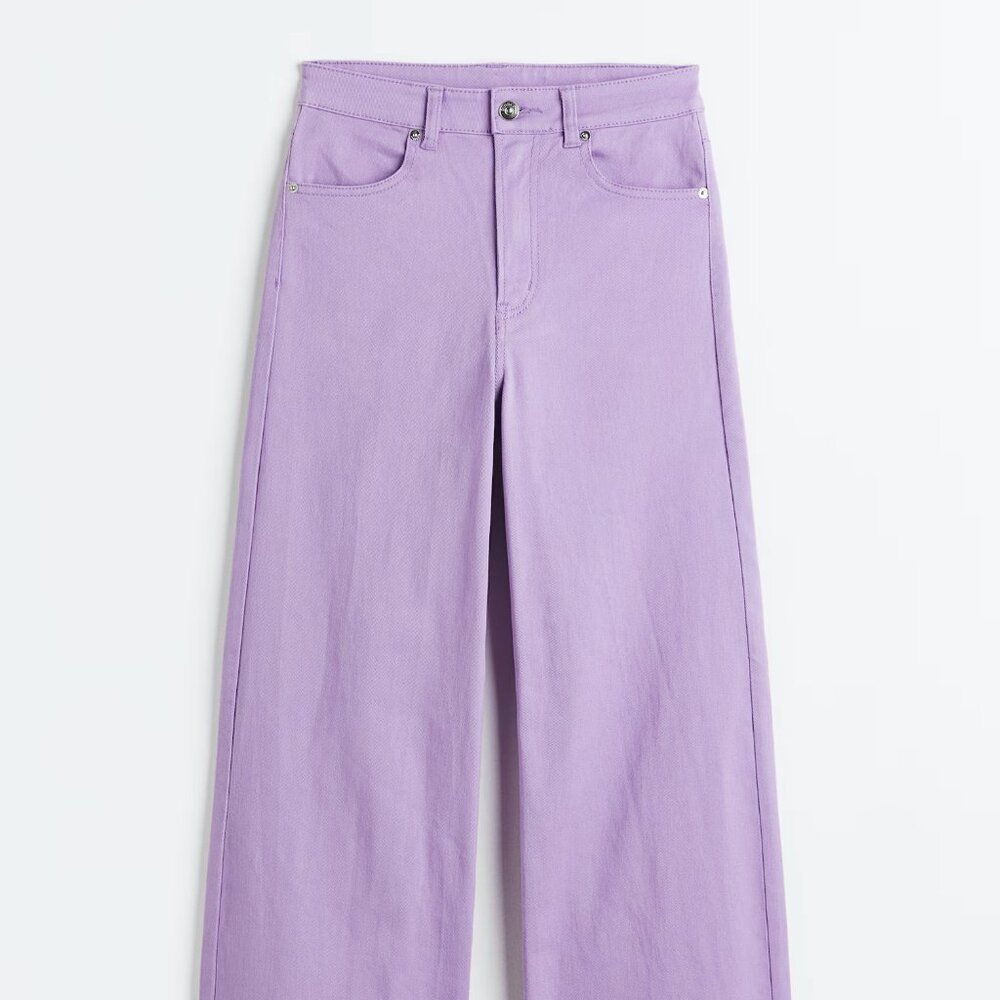 H&M Purple Wide-leg Twill Pants